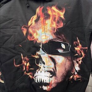 Men’s size medium offset full zip up sweatshirt black tan color